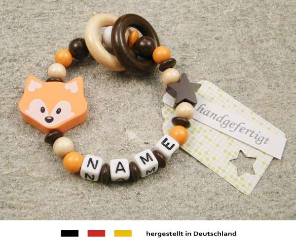 Greifling geschlossen mit Namen – Fuchs in orange