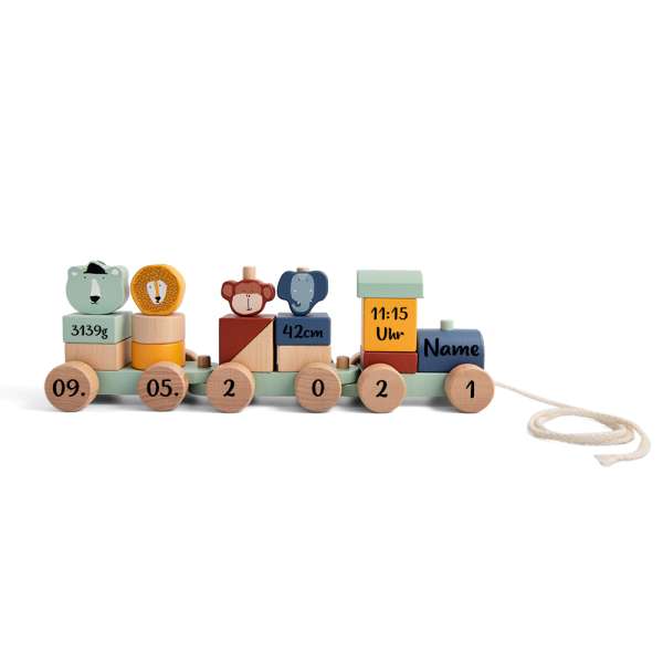 Trixie Holz Spielzeug Eisenbahn Tiere personalisiert mit Namen