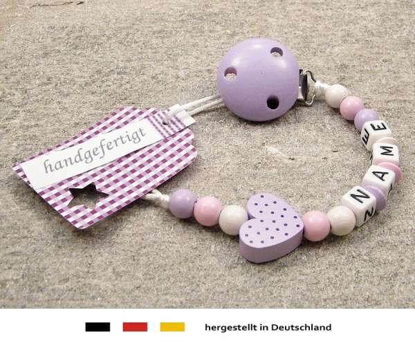 Schnullerkette mit Wunschname Name Baby Geschenkidee ❤ rosa pink Pferdchen Herz 
