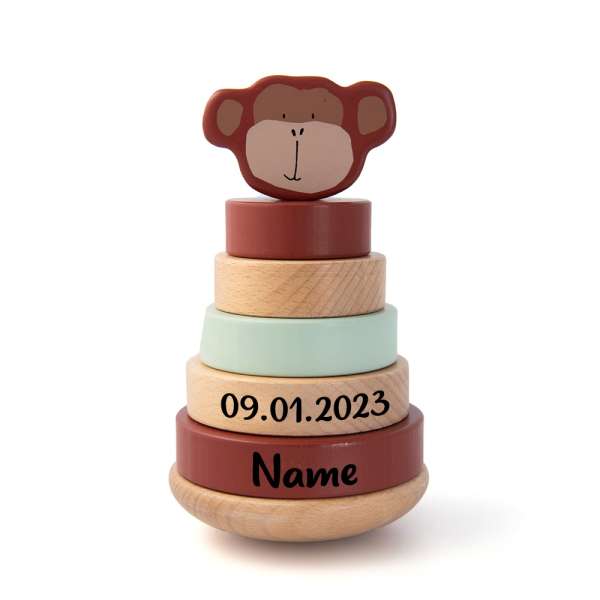 Trixie Holz Spielzeug Stapelturm Affe personalisiert mit Namen