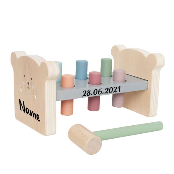 Holz Spielzeug Hammerbank personalisiert kleinerStorch